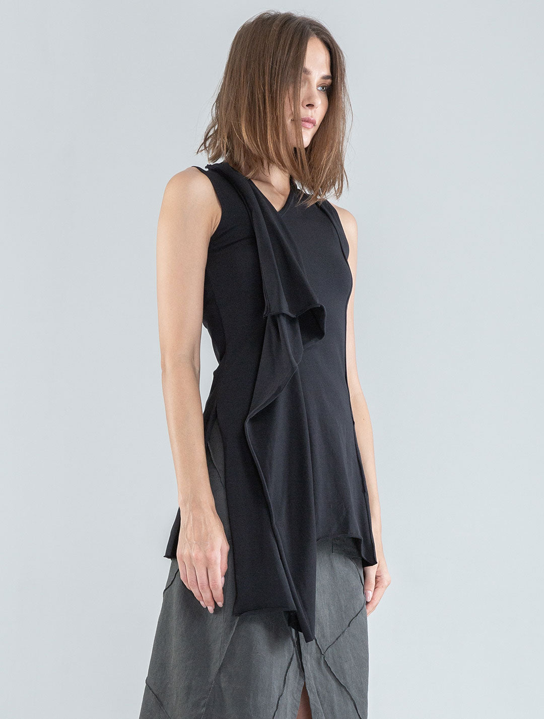 Aspen Sleeveless Asymmetric Tunic - Psylo Fashion