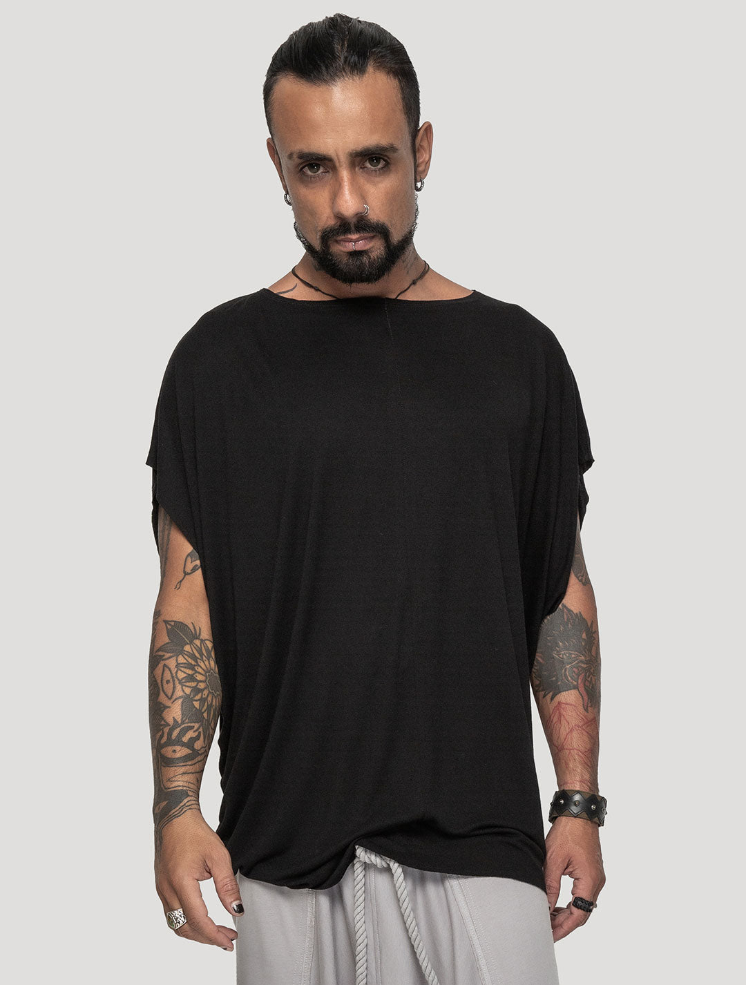 Black 'Dragonfly' Sleeveless Baggy Tee - Psylo Fashion