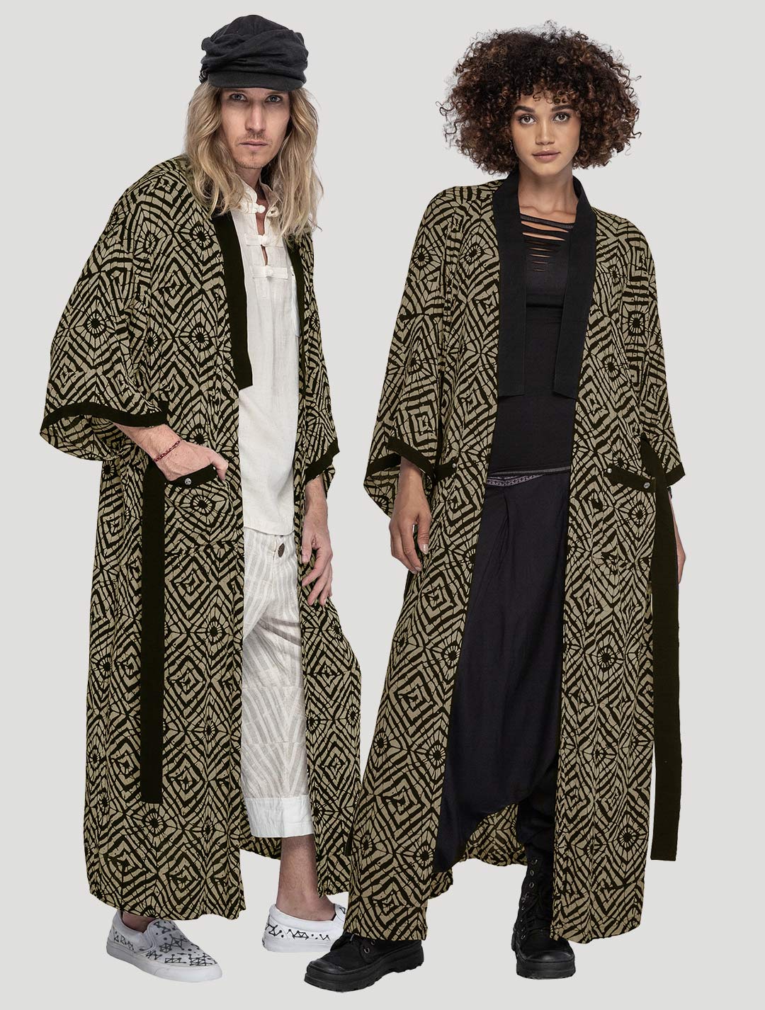 Olive/Lombok 'Kinship' Long Kimono - Psylo Fashion