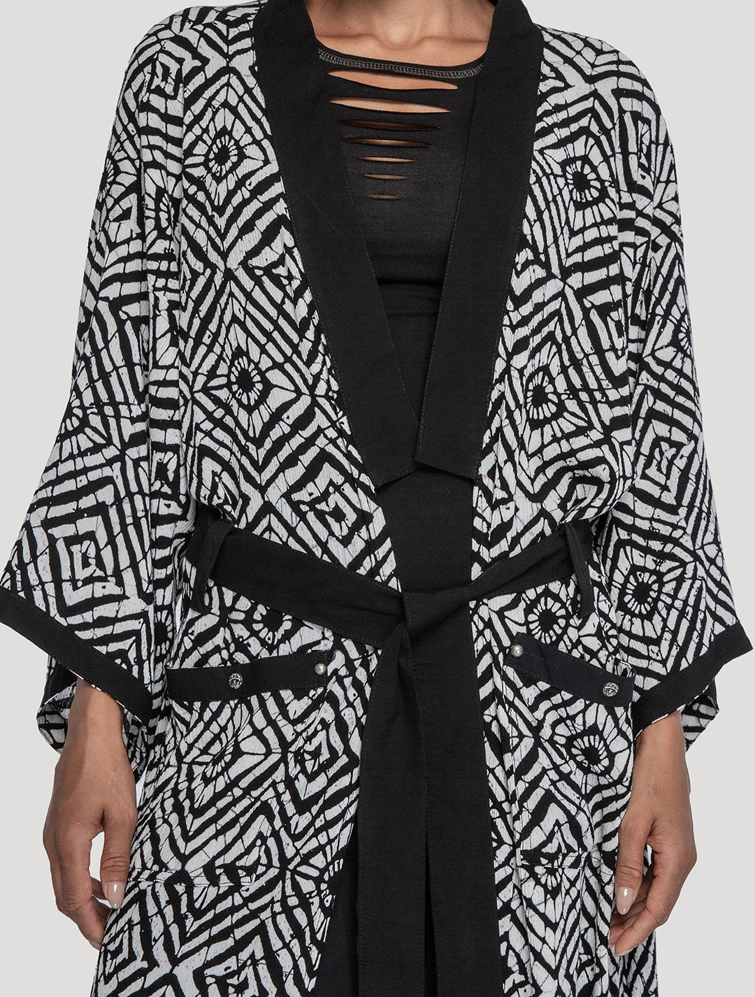 White/Lombok 'Kinship' Long Kimono - Psylo Fashion
