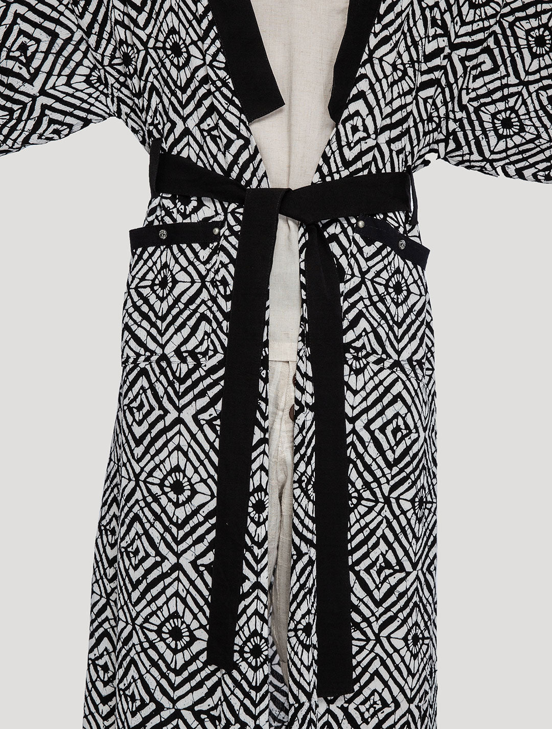 White/Lombok 'Kinship' Long Kimono - Psylo Fashion