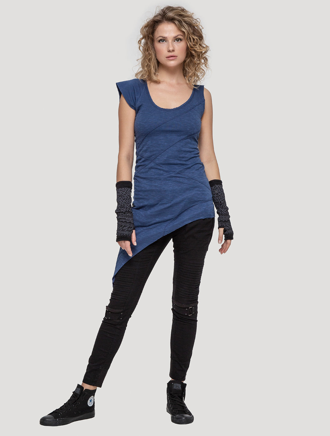 Blue Eka Zip Asymmetrical Tunic - Psylo Fashion