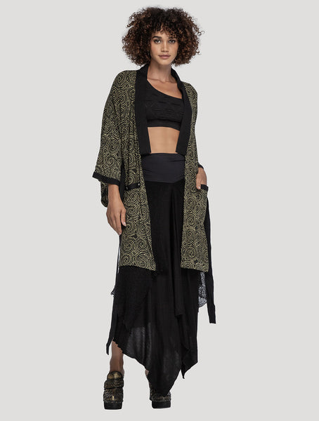 Olive/Komodo 'Kinship' Short Kimono - Psylo Fashion