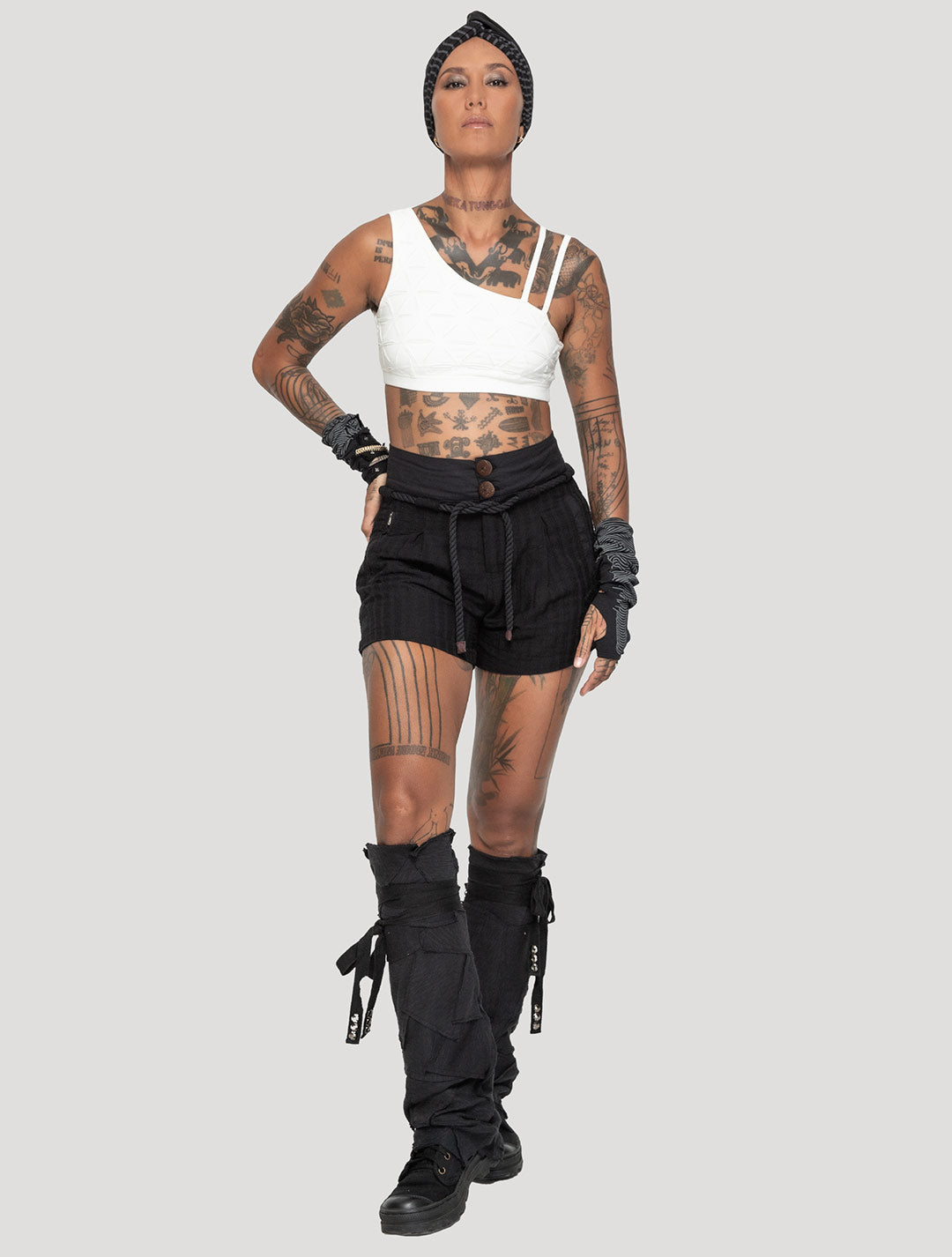 Black 'Hera' Linen Shorts | Boho Shorts by Psylo