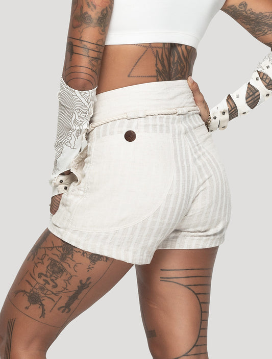 Natural 'Hera' Linen Shorts | Boho Shorts by Psylo
