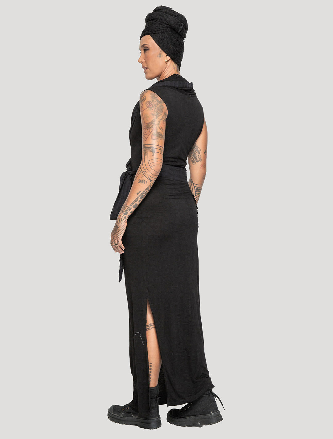 Black 'Sorcerer' Hooded Maxi Dress - Psylo Fashion