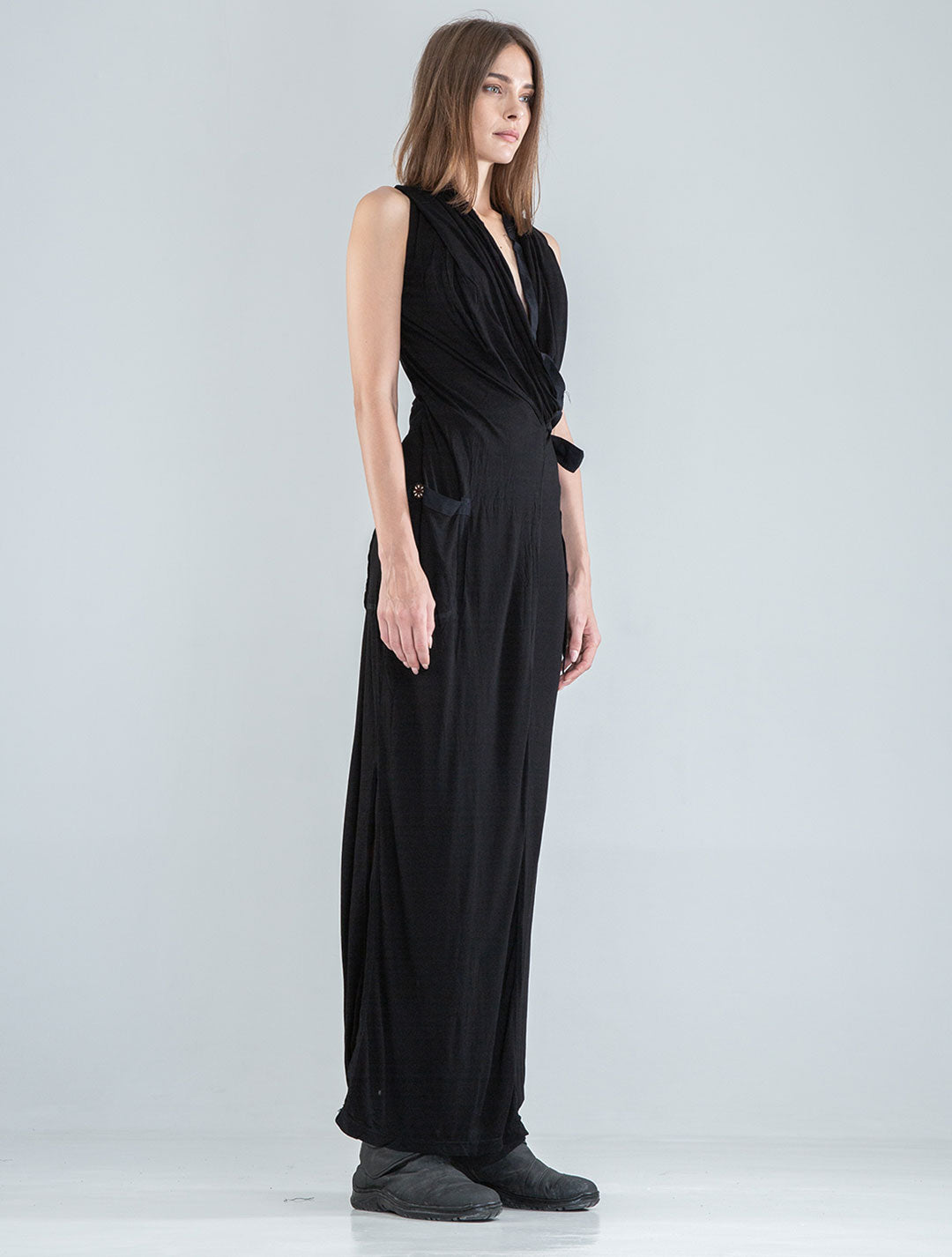 Black 'Sorcerer' Hooded Maxi Dress - Psylo Fashion