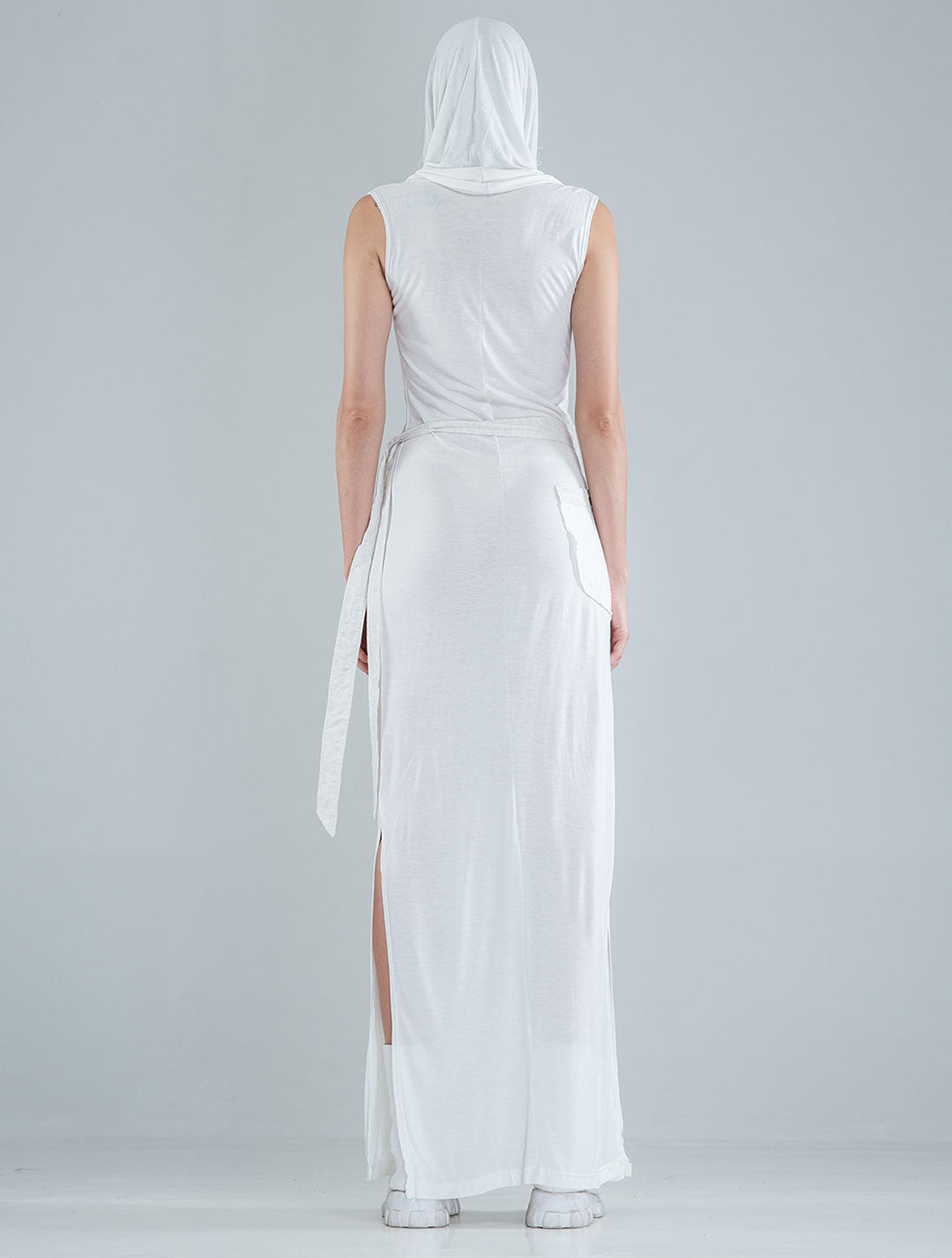 White 'Sorcerer' Hooded Maxi Dress - Psylo Fashion