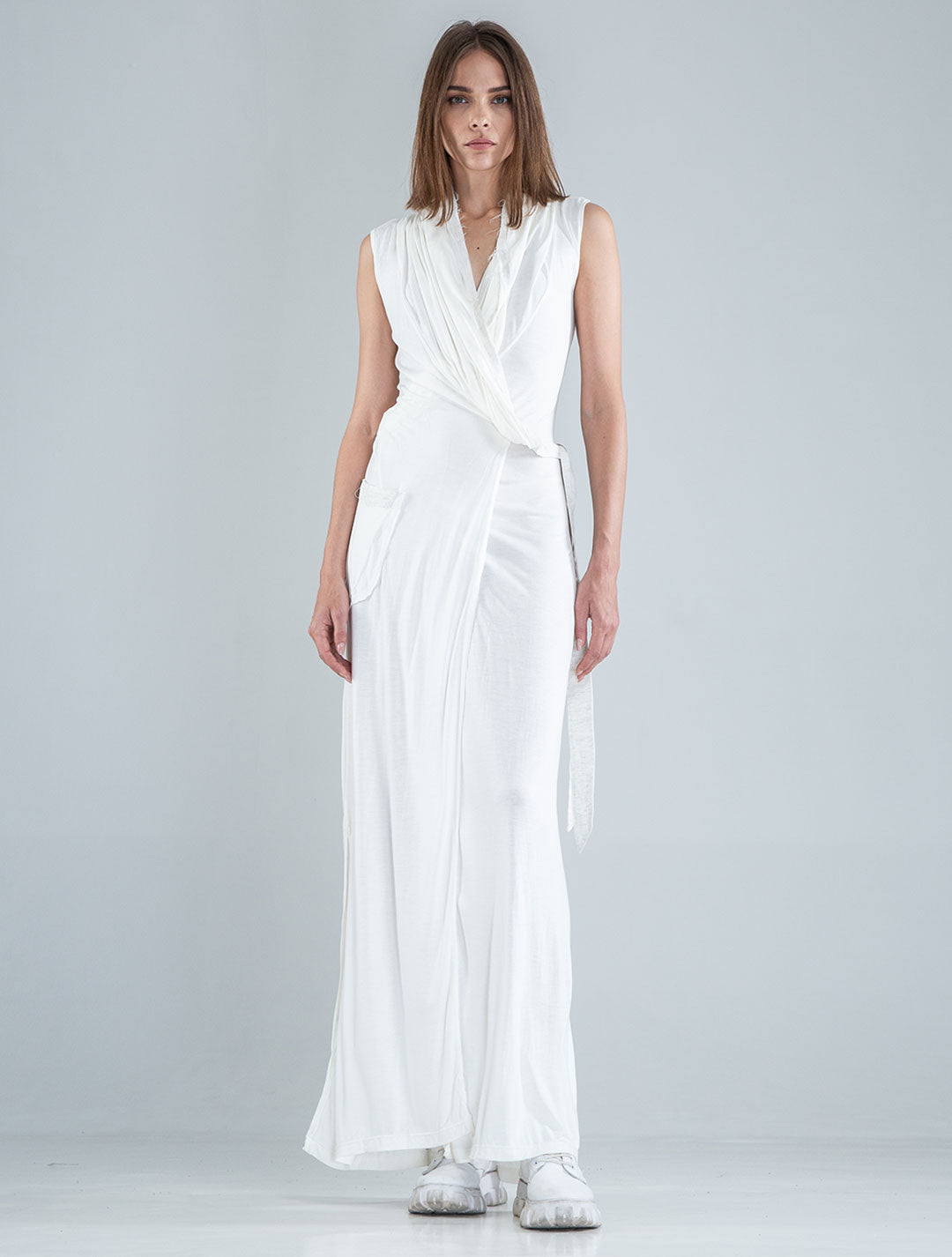 White 'Sorcerer' Hooded Maxi Dress - Psylo Fashion