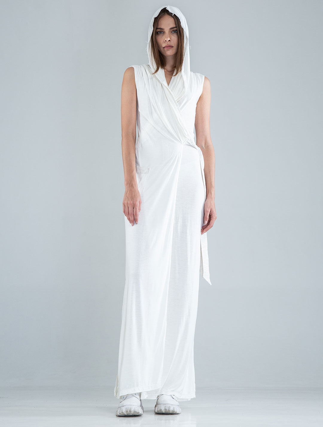 White 'Sorcerer' Hooded Maxi Dress - Psylo Fashion