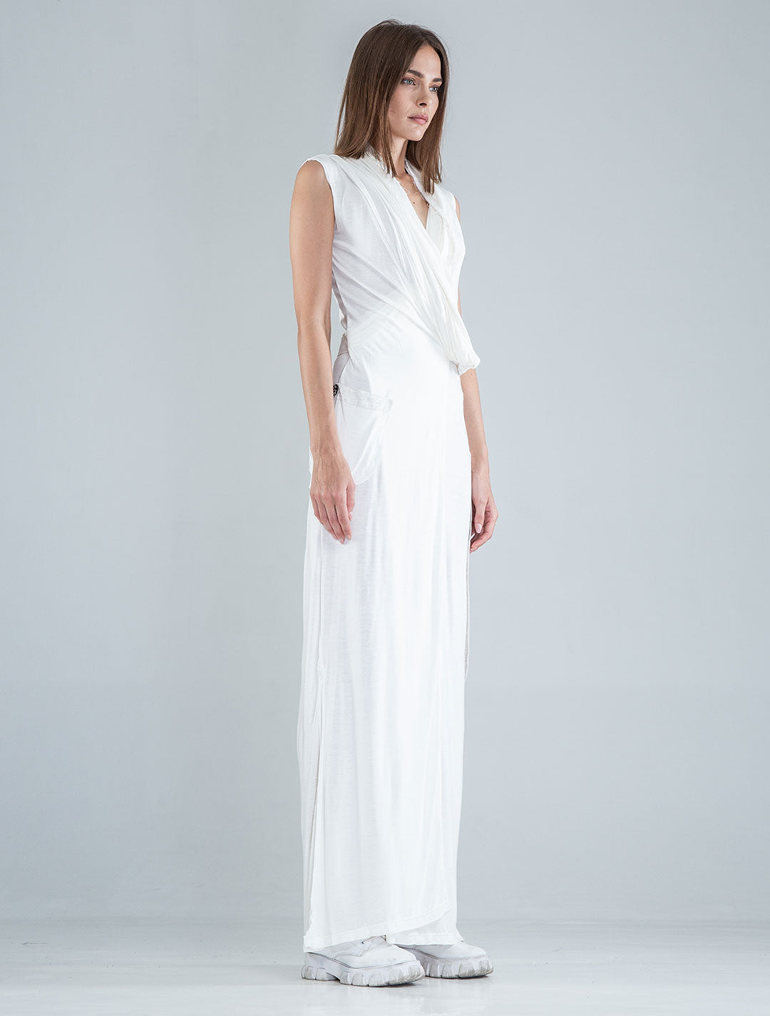White 'Sorcerer' Hooded Maxi Dress - Psylo Fashion