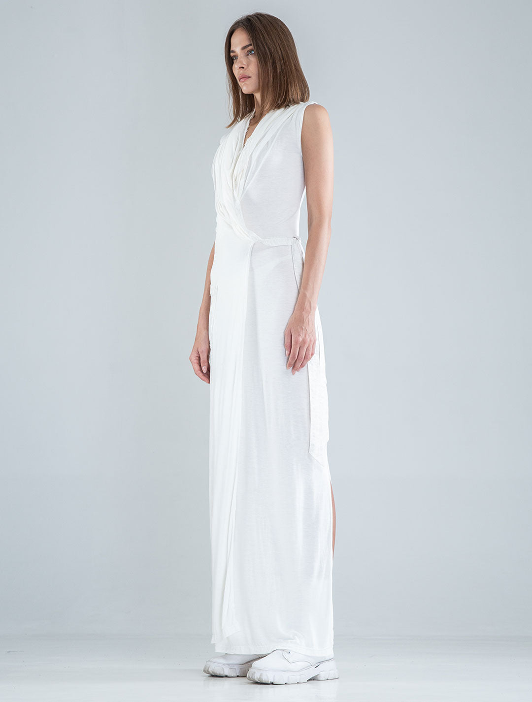 White 'Sorcerer' Hooded Maxi Dress - Psylo Fashion