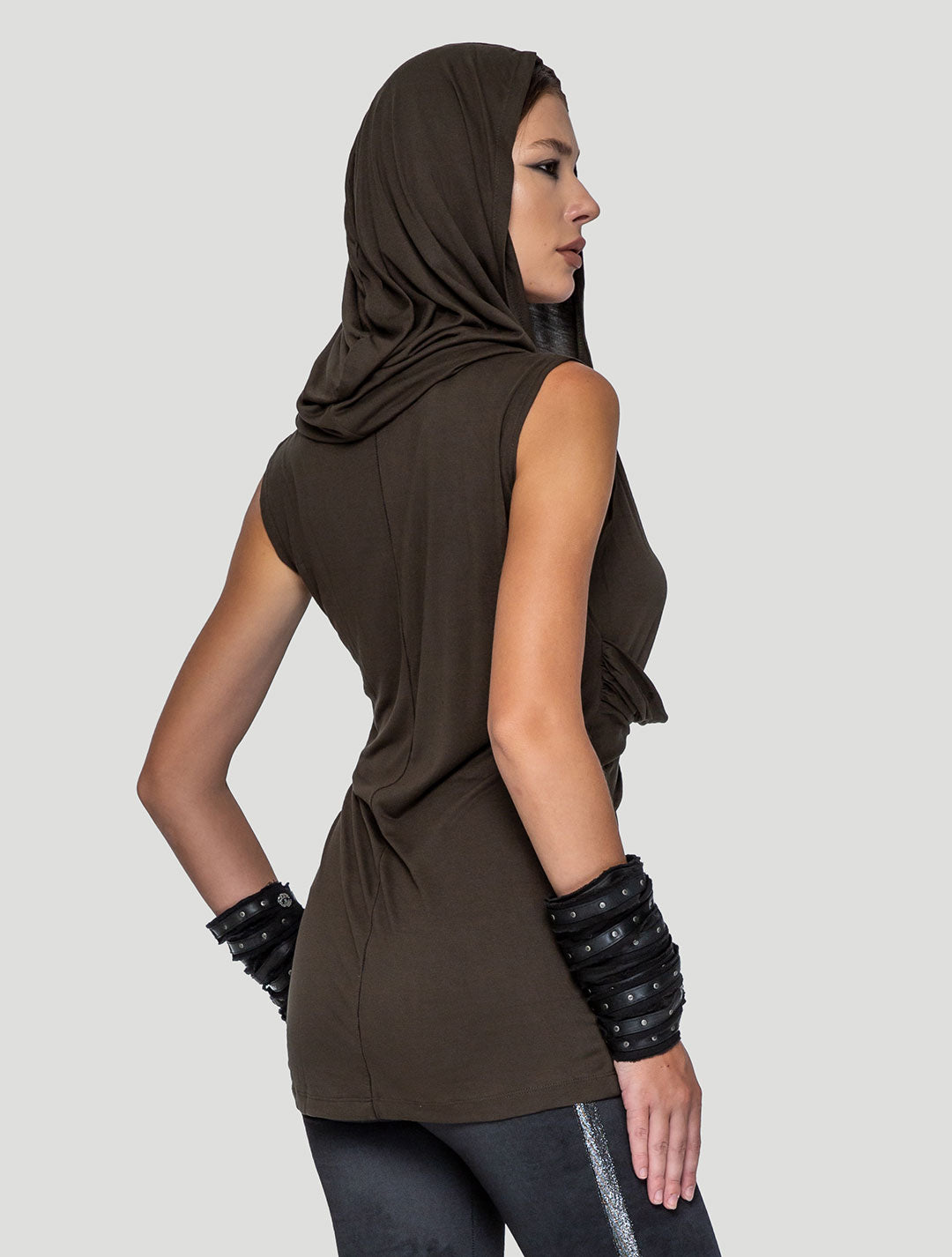 Olive Green Kuan Unisex Hooded Wrap Top - Psylo Fashion