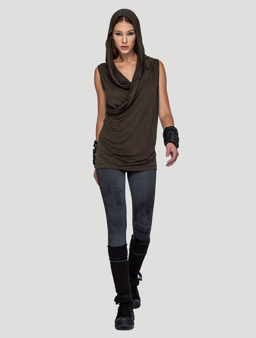 Olive Green Kuan Unisex Hooded Wrap Top - Psylo Fashion