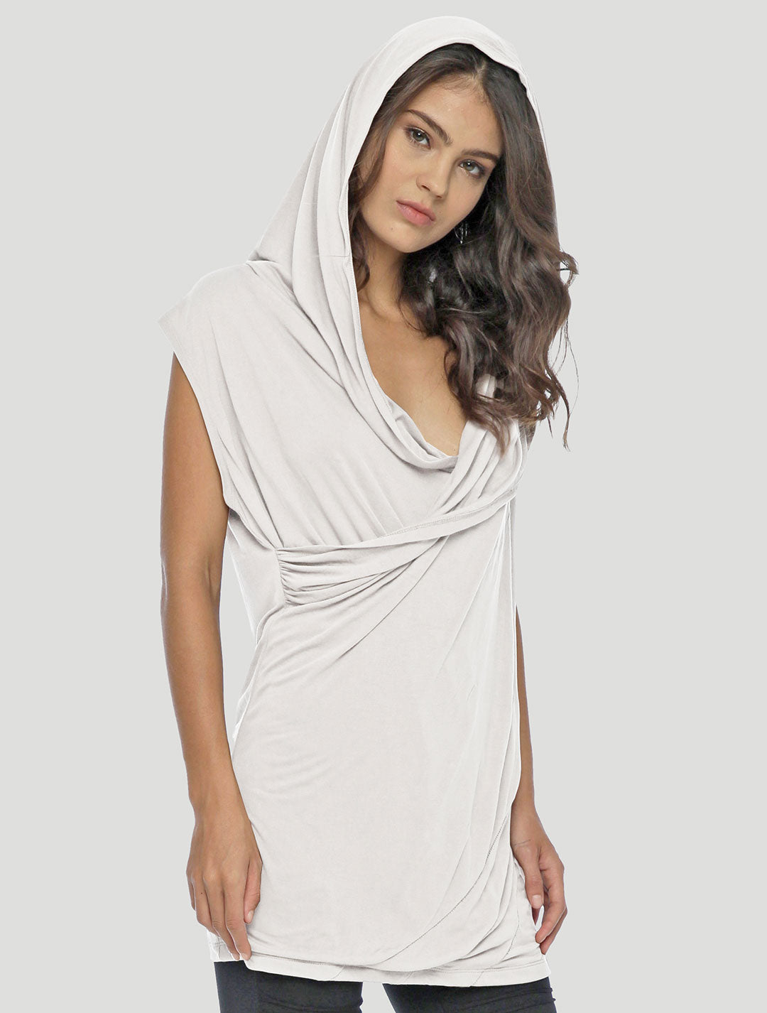 Off White Kuan Unisex Hooded Wrap Top - Psylo Fashion