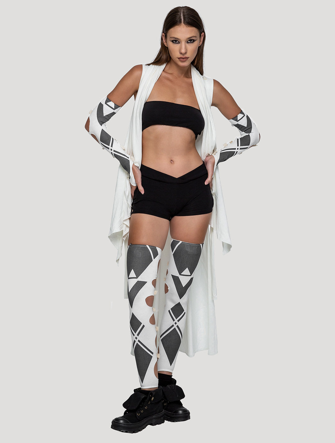 Off White 'Karma' Organic Cotton Lycra Leg Warmers - Psylo Fashion