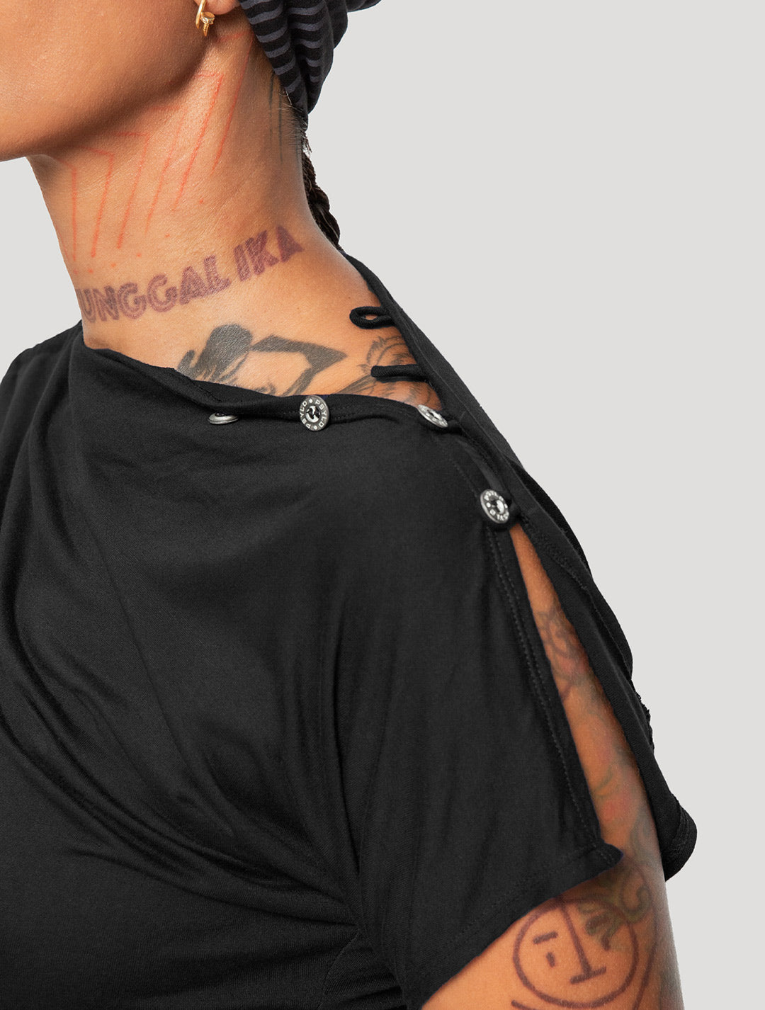 Black 'Medusa' 100% Bamboo Asymmetric Mini Dress - Psylo Fashion