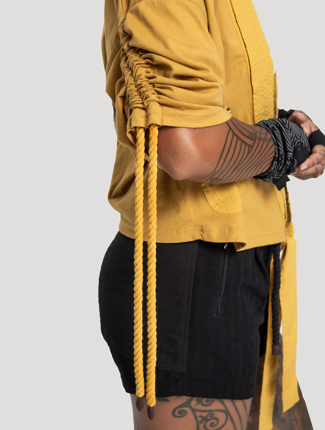 Saffron Organic Cotton & Linen 'Medusa' Kimono - Psylo Fashion