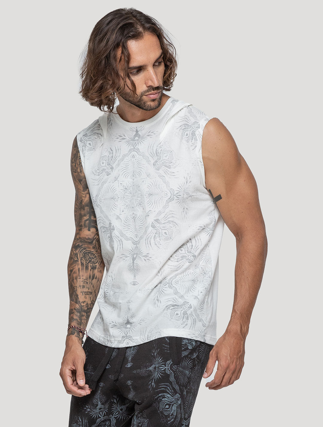 Mantra Sleeveless Hoodie Tee - Psylo Fashion