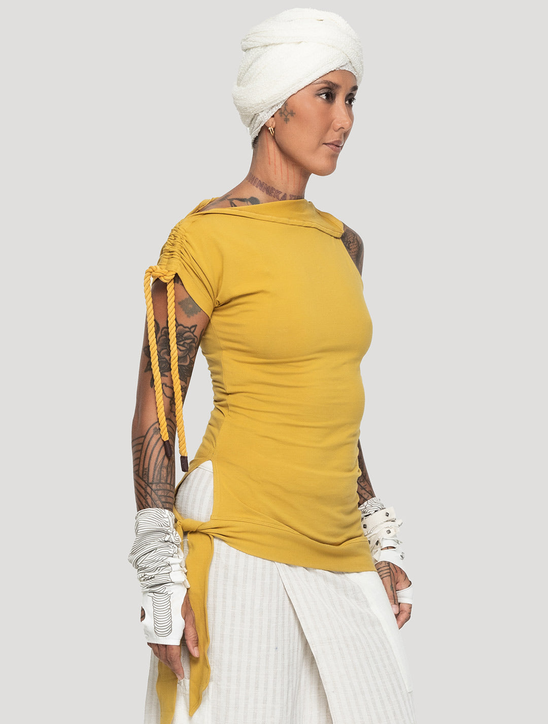 Saffron Medusa Tie Top - Psylo Fashion