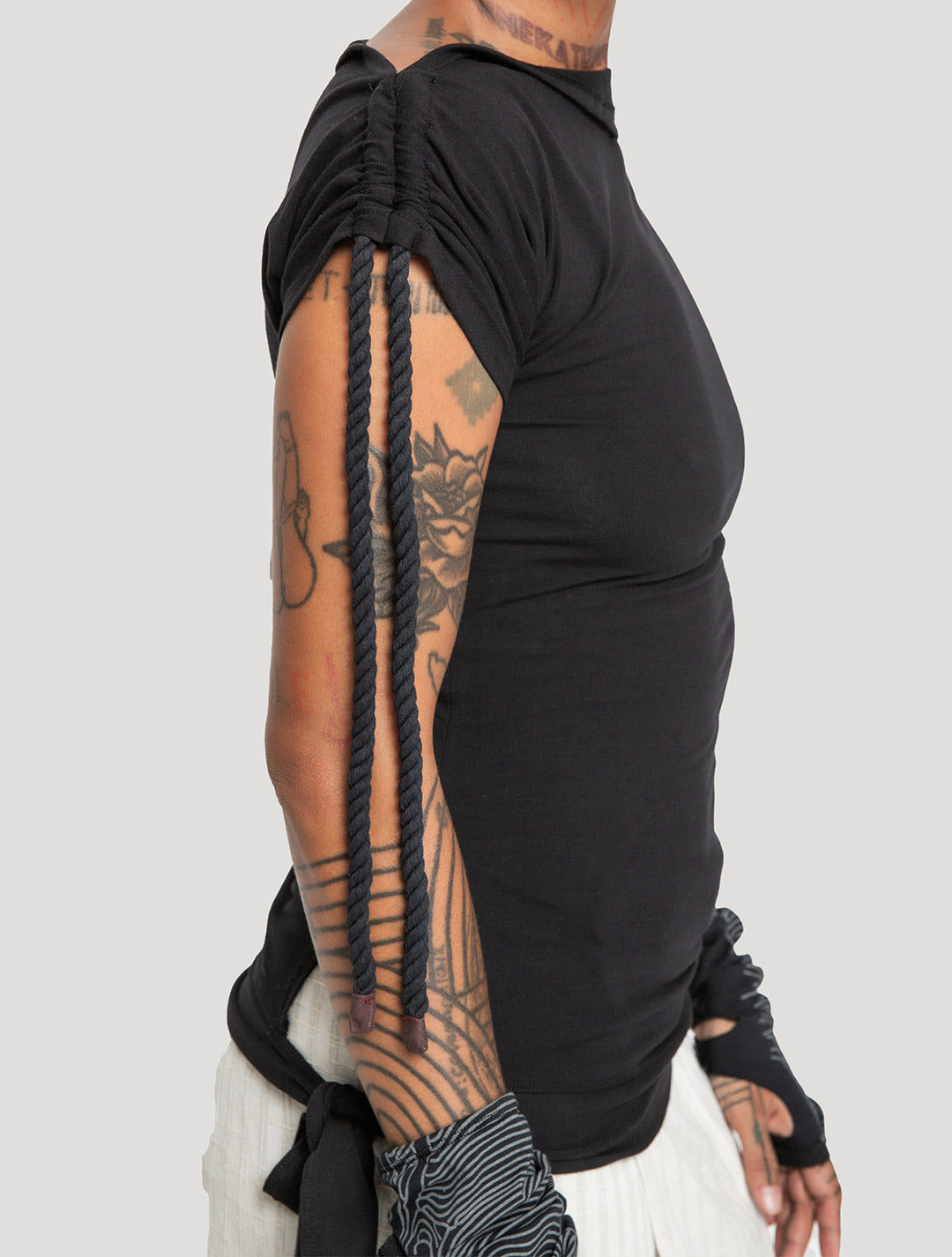 Black Medusa Tie Top - Psylo Fashion