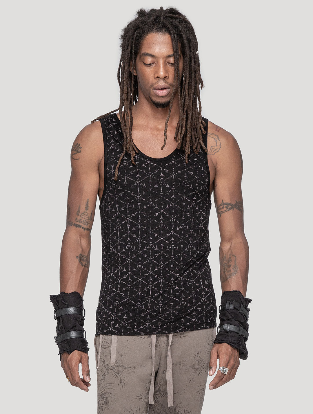 'Polygon' Singlet - Screen-Printed Tank Tee by Psylo Fashion