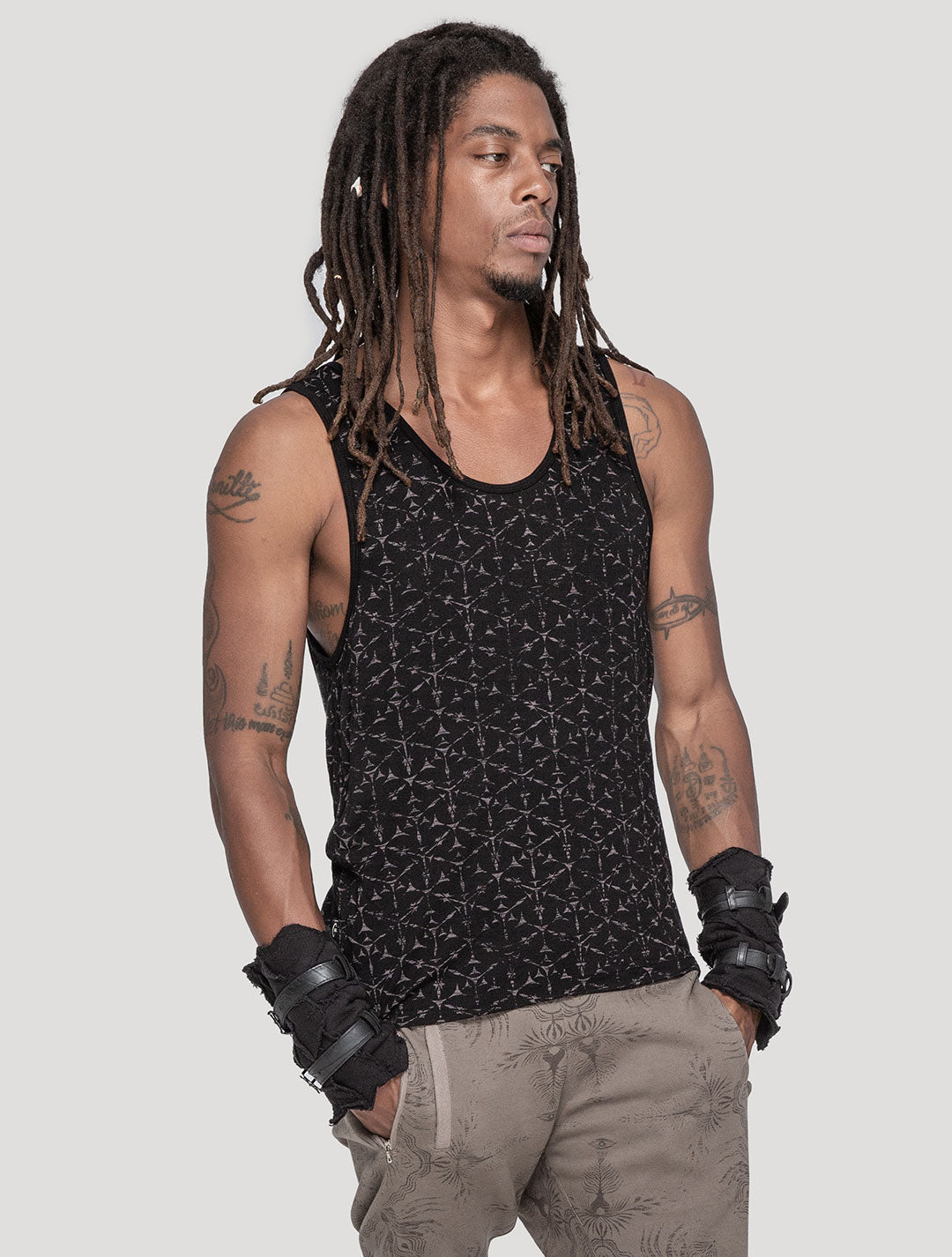 'Polygon' Singlet - Screen-Printed Tank Tee by Psylo Fashion