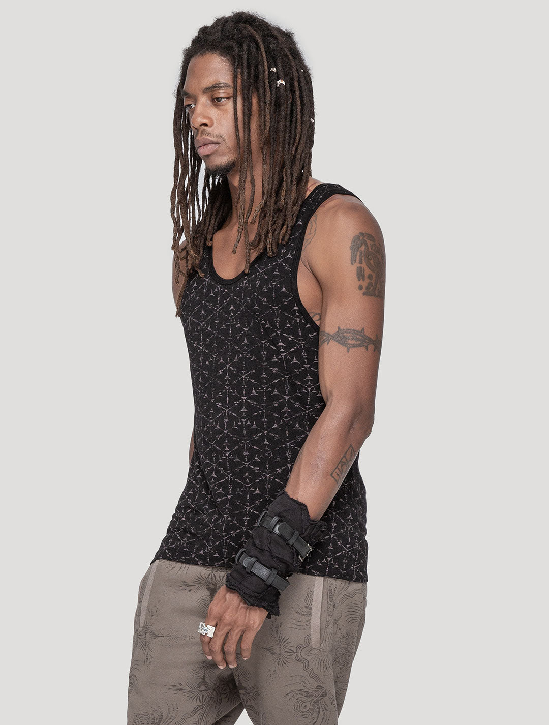 'Polygon' Singlet - Screen-Printed Tank Tee by Psylo Fashion