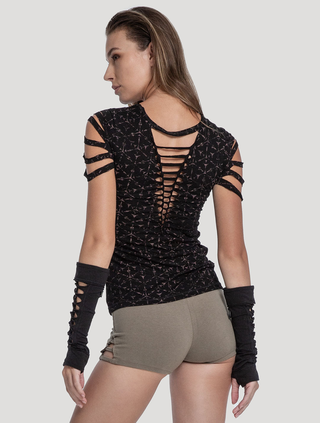 'Polygon' Braided & Printed Organic Cotton Lycra Top - Psylo Fashion