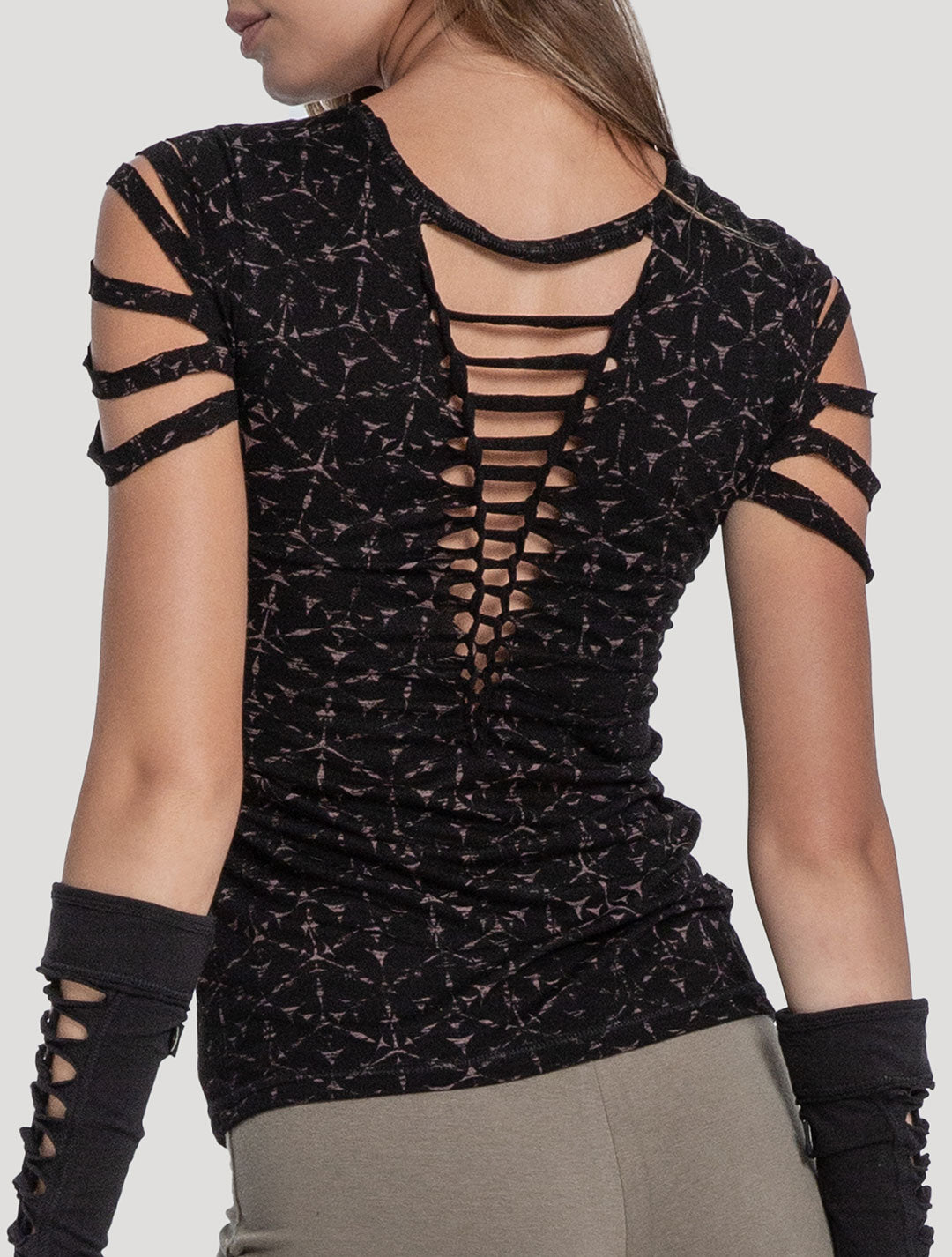 'Polygon' Braided & Printed Organic Cotton Lycra Top - Psylo Fashion