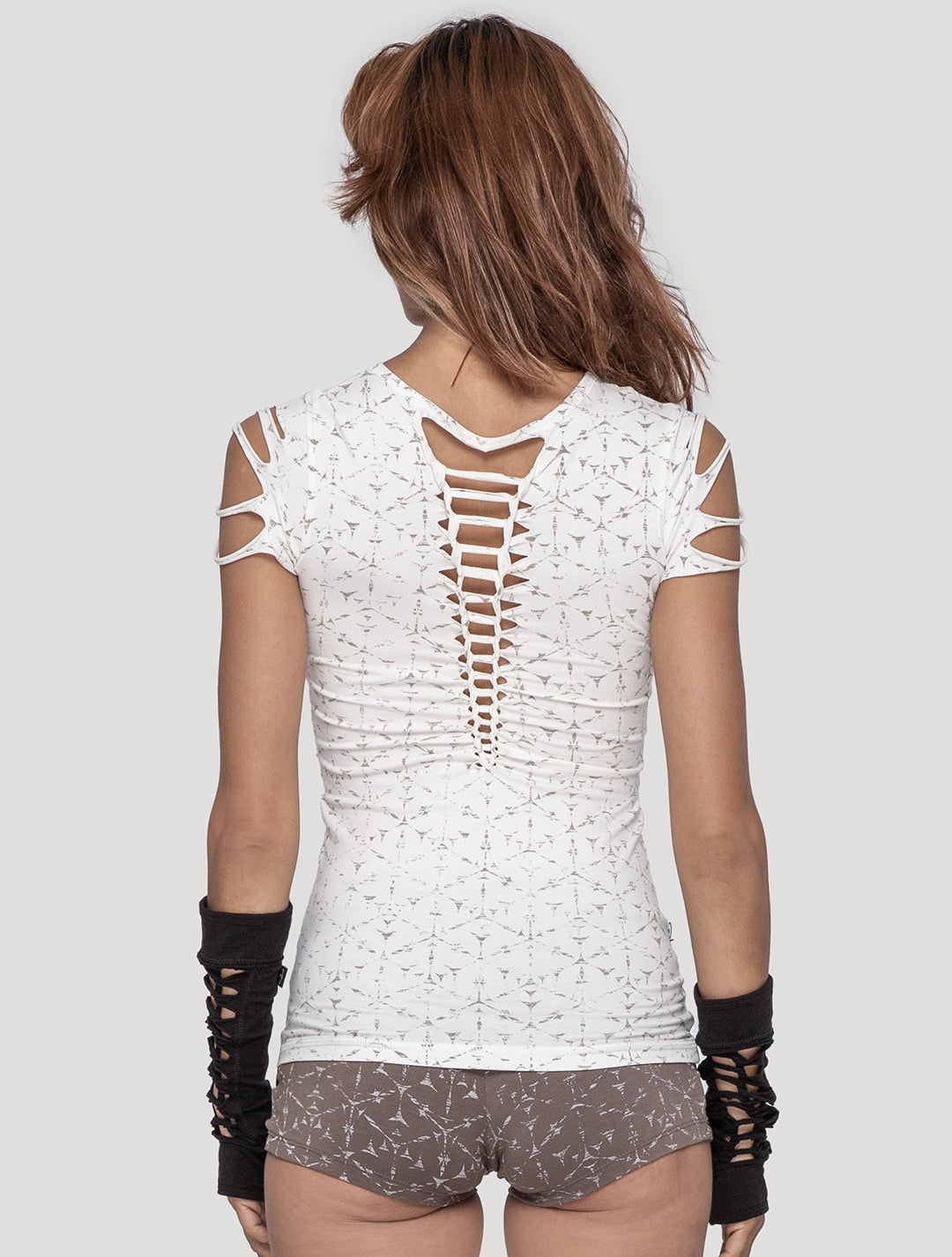 'Polygon' Braided & Printed Organic Cotton Lycra Top - Psylo Fashion