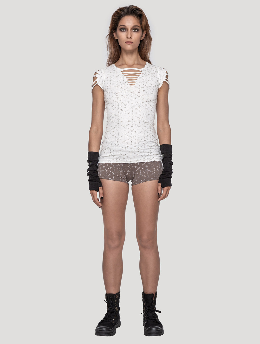 'Polygon' Braided & Printed Organic Cotton Lycra Top - Psylo Fashion