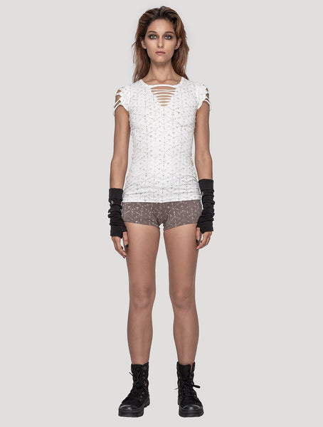 'Polygon' Braided & Printed Organic Cotton Lycra Top - Psylo Fashion