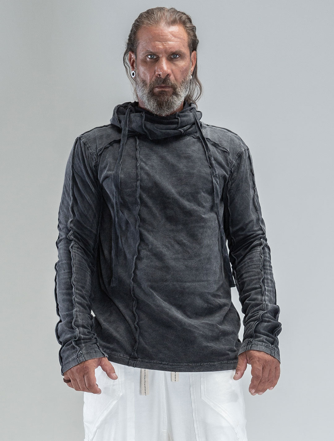 Raw Kafiya Hooded Long Sleeves Tee - Psylo Fashion