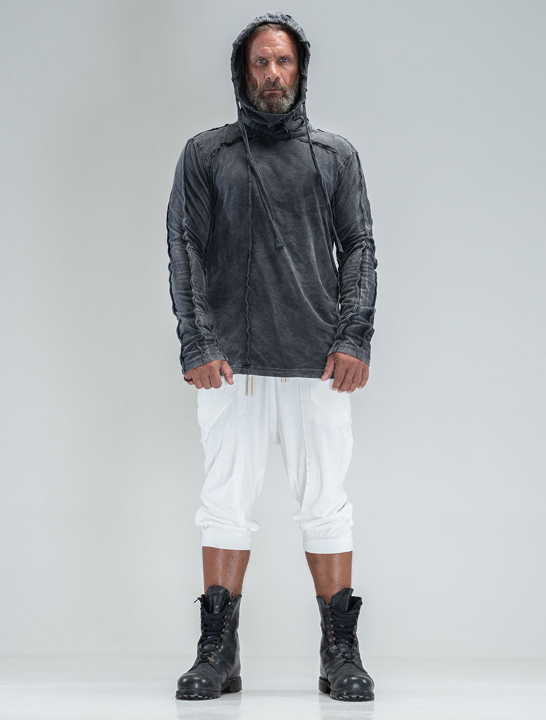 Raw Kafiya Hooded Long Sleeves Tee - Psylo Fashion