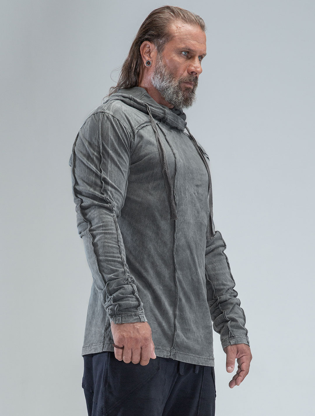 Raw Kafiya Hooded Long Sleeves Tee - Psylo Fashion