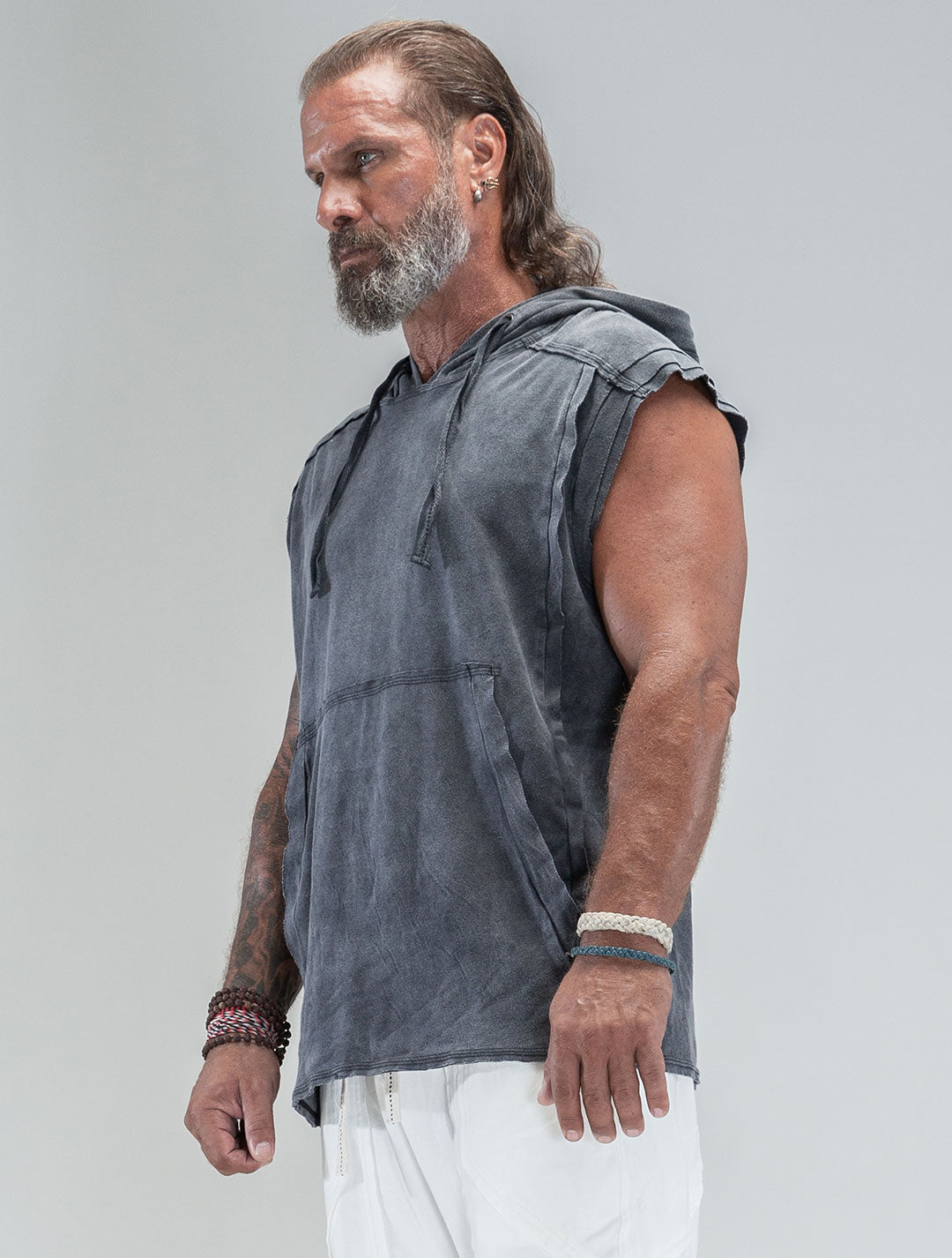 100% Cotton 'Rhino' Sleeveless Baggy Hoodie Sweatshirt – Psylo Fashion