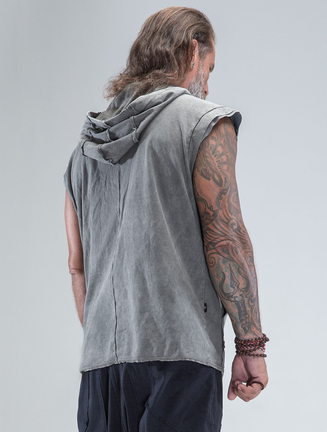 100% Cotton 'Rhino' Sleeveless Baggy Hoodie Sweatshirt – Psylo Fashion