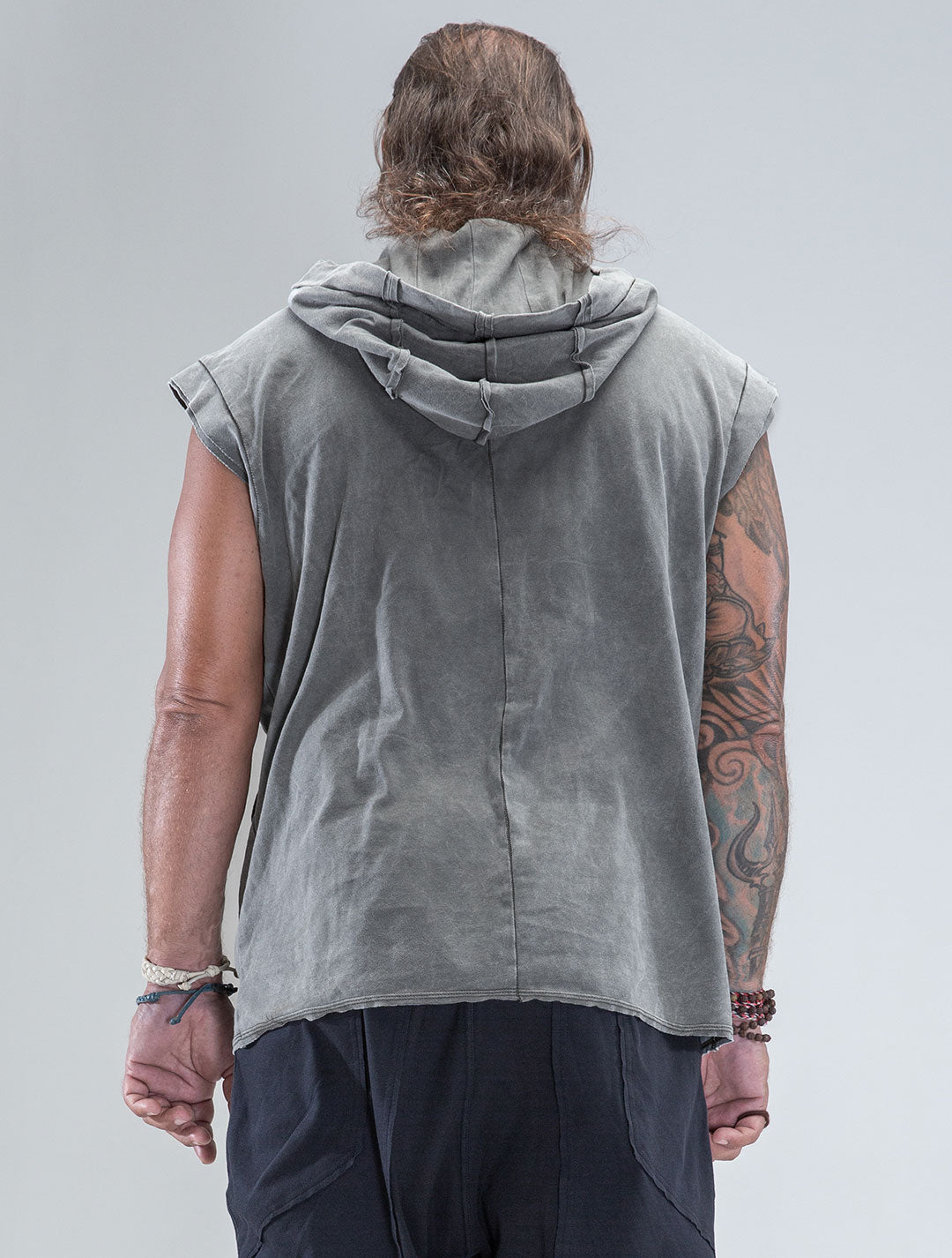 100% Cotton 'Rhino' Sleeveless Baggy Hoodie Sweatshirt – Psylo Fashion