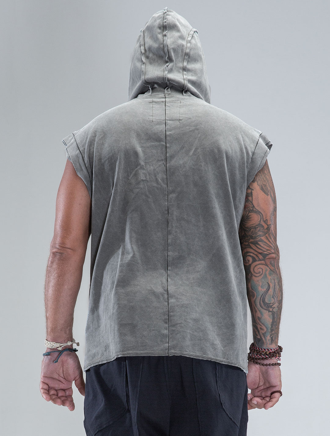 100% Cotton 'Rhino' Sleeveless Baggy Hoodie Sweatshirt – Psylo Fashion
