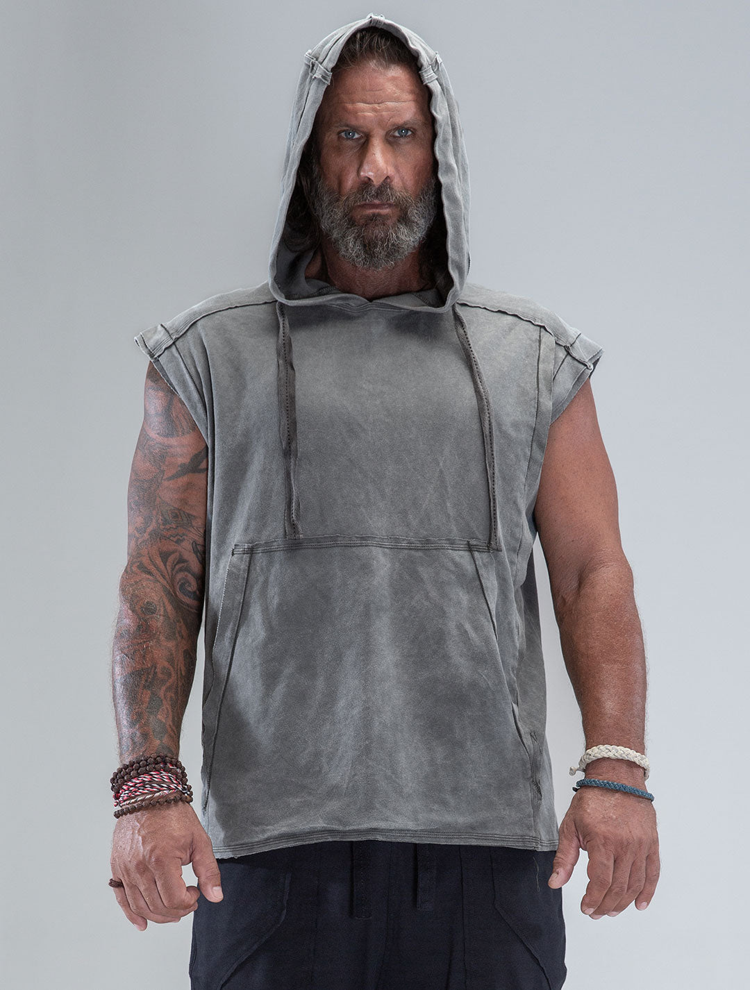 100% Cotton 'Rhino' Sleeveless Baggy Hoodie Sweatshirt – Psylo Fashion