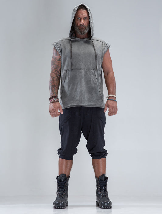 100% Cotton 'Rhino' Sleeveless Baggy Hoodie Sweatshirt – Psylo Fashion