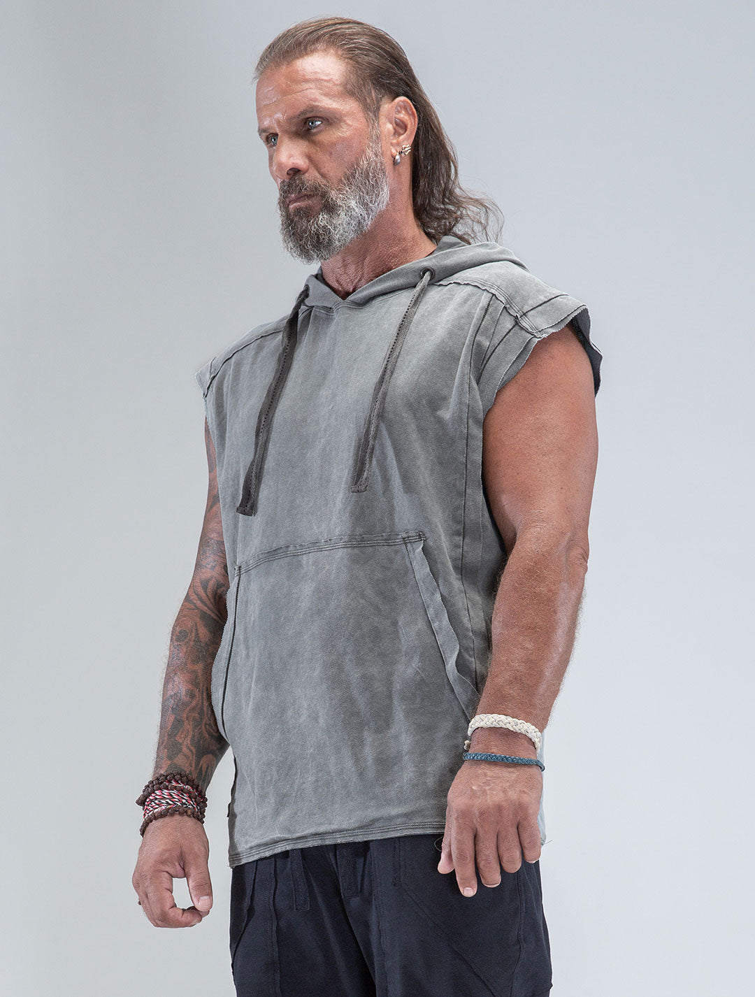 100% Cotton 'Rhino' Sleeveless Baggy Hoodie Sweatshirt – Psylo Fashion