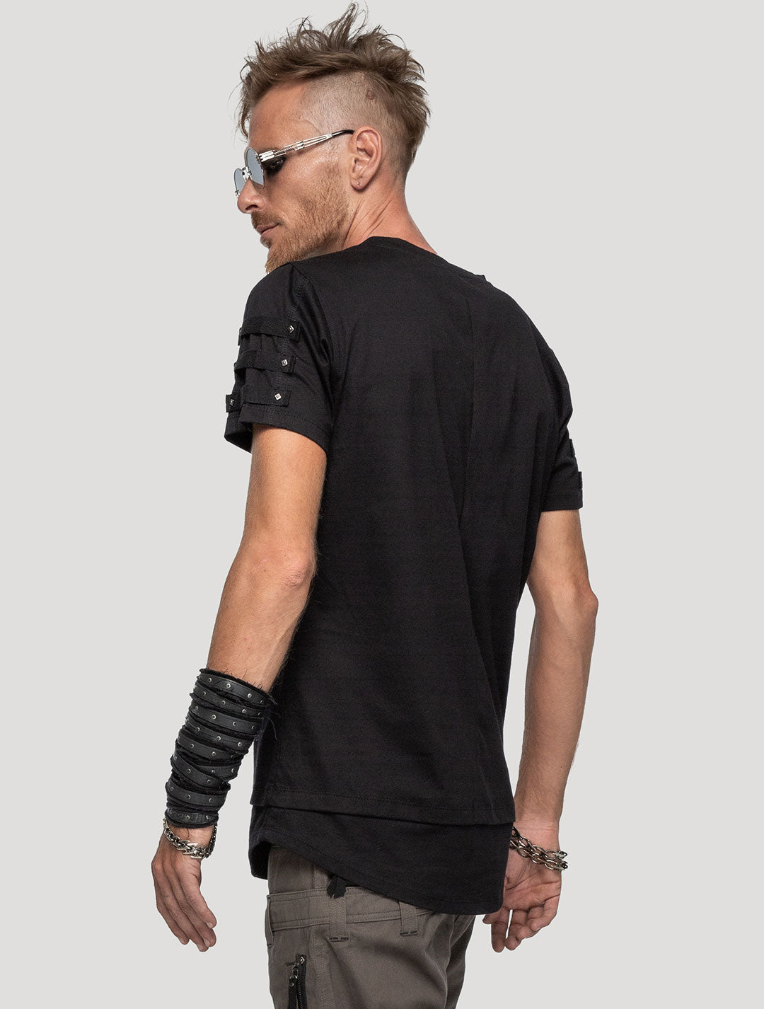 Black 100% Organic Cotton 'Slashed' T-shirt - Psylo Fashion