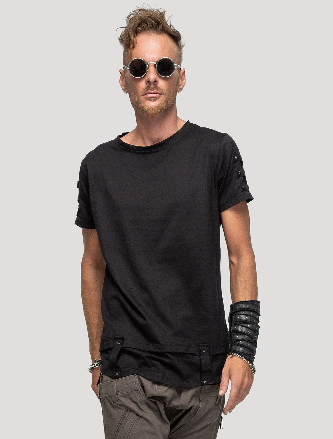 Black 100% Organic Cotton 'Slashed' T-shirt - Psylo Fashion