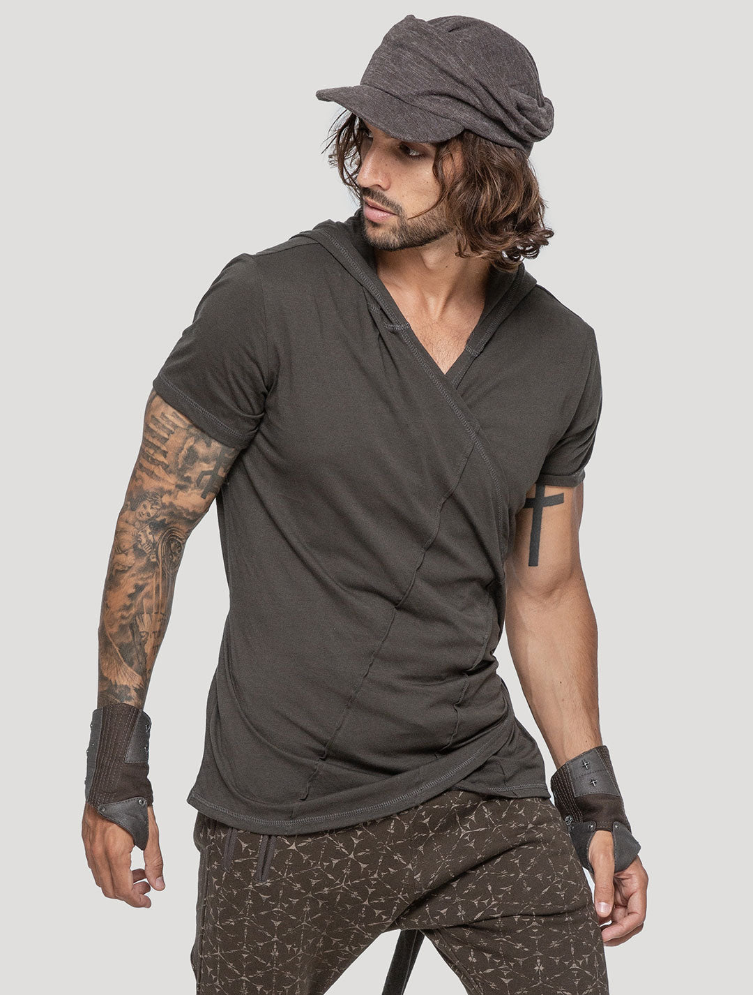 'Shaman' Wrap Top made from Bamboo-Organic Cotton - Psylo Fashion