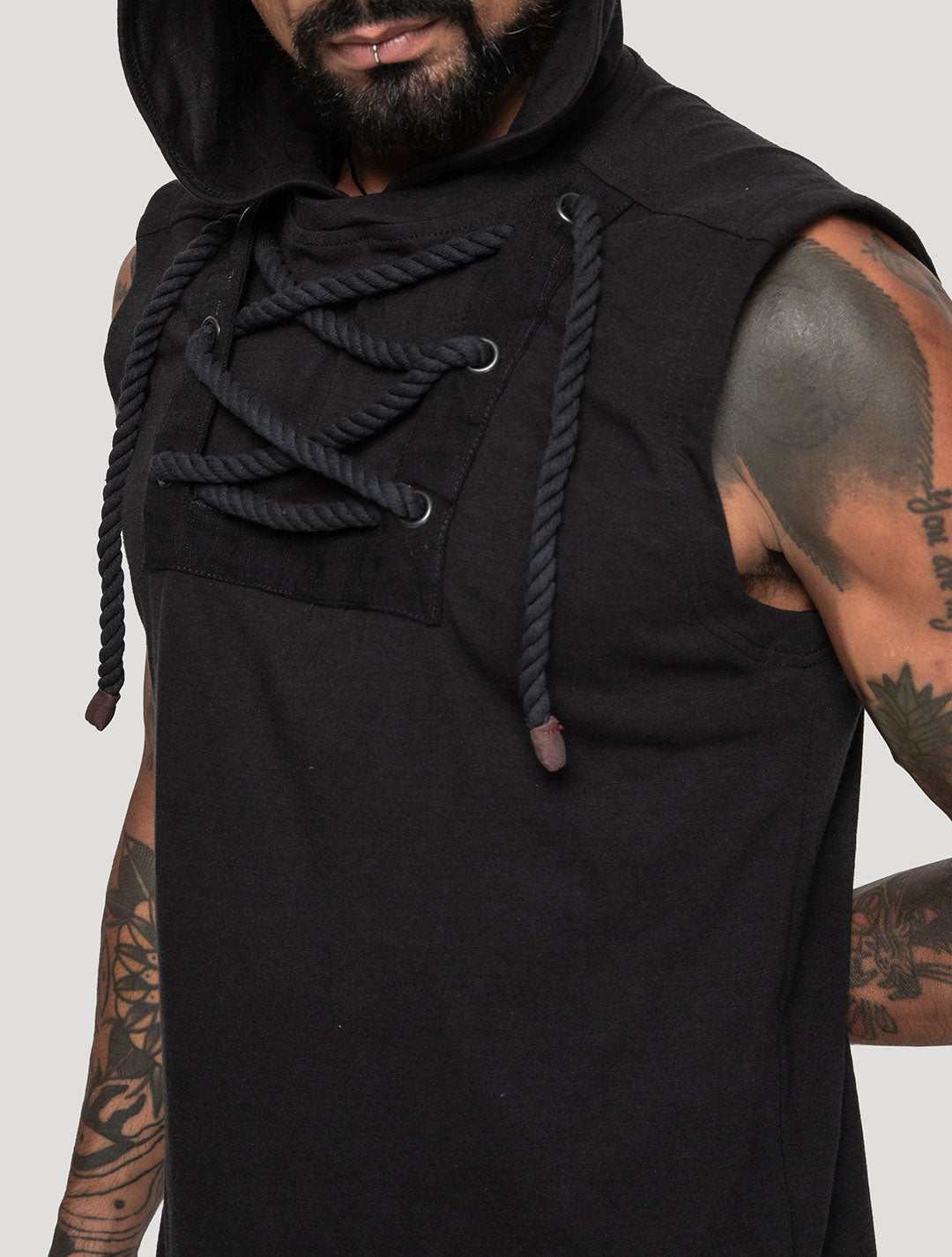 Black 'Spirit' Sleeveless Hoodie Tee - Psylo Fashion