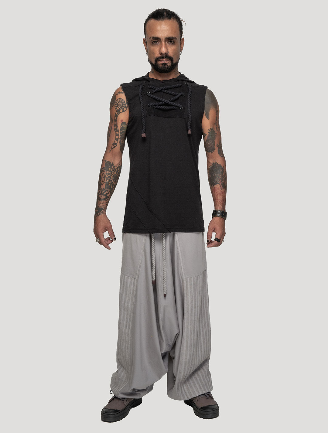 Black 'Spirit' Sleeveless Hoodie Tee - Psylo Fashion