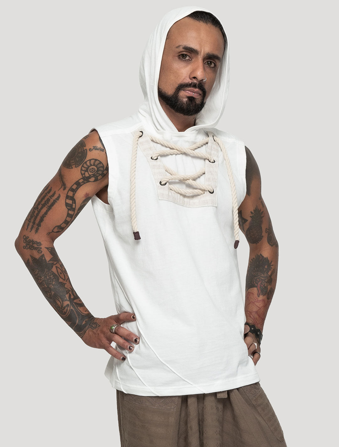 Natural 'Spirit' Sleeveless Hoodie Tee - Psylo Fashion