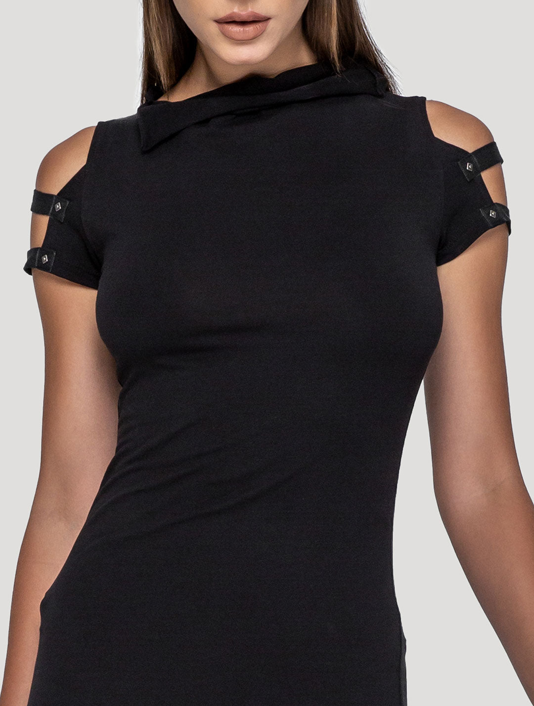 Black Slashed Asymmetrical Tunic by Psylo Fashion